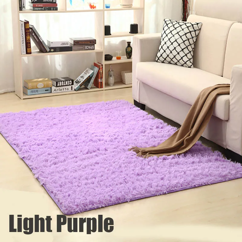Мохнатый ковер для гостиной, домашние теплые плюшевые напольные коврики, пушистые коврики для детской комнаты, ковер из искусственного меха, коврики для гостиной, шелковистые Rugs45 - Цвет: light purple