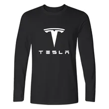 Футболка Tesla Для мужчин футболки с длинным рукавом для девочек с Tesla Motors черно-белая футболка в 4XL брендовые футболки