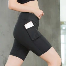 Новинка, обтягивающие шорты для фитнеса, спортзала, бега, женские штаны для йоги, короткие штаны, спортивная одежда, быстросохнущие черные спортивные штаны с карманом