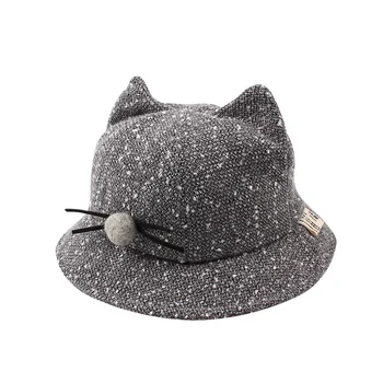 

Fashion Cat Baby Bucket Hat Infant Toddler Baby Bucket Hat Wide Brim Outdoor Hat For Girls Autumn Kids Fisherman Hat With Pompom