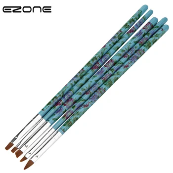 

EZONE 5PCS Nylon Paint Brush Plastic Handel Printed Beautiful Flowers For Kids Oil Watercolor Painting Art School Supply