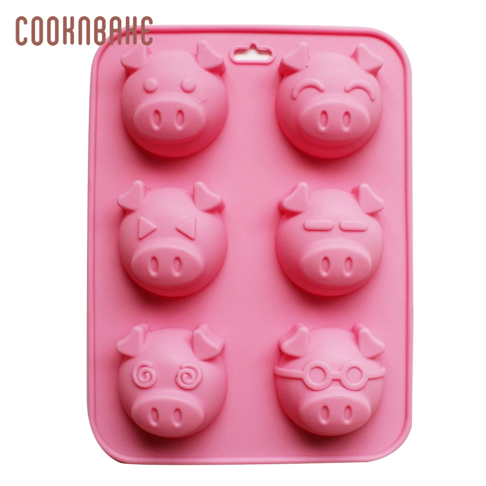COOKNBAKE форма свиньи для пудинга и желе силиконовые формы для мыла формы для выпечки инструмент шоколадная форма льда Форма для бисквита печенья 6 отверстий свиной формы для мыла