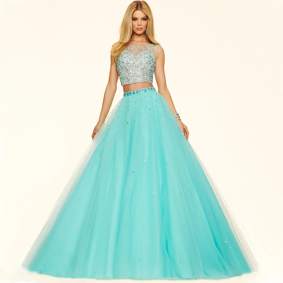 Aliexpress.com : Buy PW1400 Luxury Beading Crystal Crop Top Formal Ball Gown Prom Dress 2016 