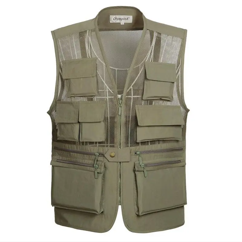 Casual Summer Breathable Mesh Vest Men Fast Dry Photographer Sleeveless
