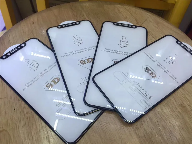 200 шт./лот DHL 5D изогнутый экран протектор для iPhone X 5D край Полное покрытие пленка для iPhone X Закаленное стекло пленка ультратонкий