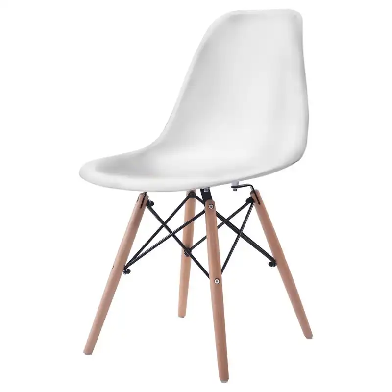 4pcs Mid Century Modern Dining Chair With Wood Leg White Black