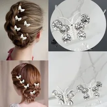 20 шт./лот, свадебные хрустальные стразы, бабочки, заколки для волос, заколки для невесты, вечерние ювелирные изделия, аксессуары для волос