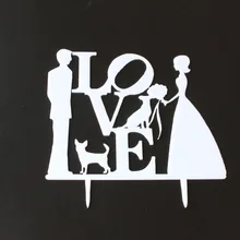 Изготовленные на заказ белая тема свадебный торт Топпер LOVE Жених и невеста собачки; цветы; платье-торт подставка для свадебного подарка украшения торта стенд