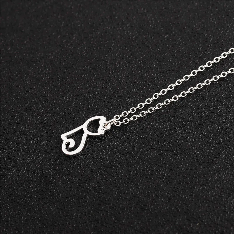 Small Cute Lovely Pussy Cat Necklace Hollow Outline Simple Line Pet Animal Baby Kitty Pendant Chain Necklaces for Women Couple