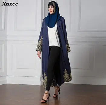

Navy Blue Dubai Abaya Muslim Dress Plus Size Robe Knitting Dubai Abaya Dresses Kaftan Abaya Dresses 2018 Fashion Muslim Dress