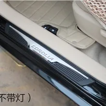 Freeship chorme decorative escutcheon blue LED door sills thresholds for Toyota Corolla 2014 2015 car styling auto accessories