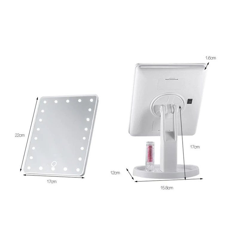 Светодиодный сенсорный экран макияж зеркало профессиональное дамское зеркало с 16/22 светодиодный свет здоровье Красота Регулируемая