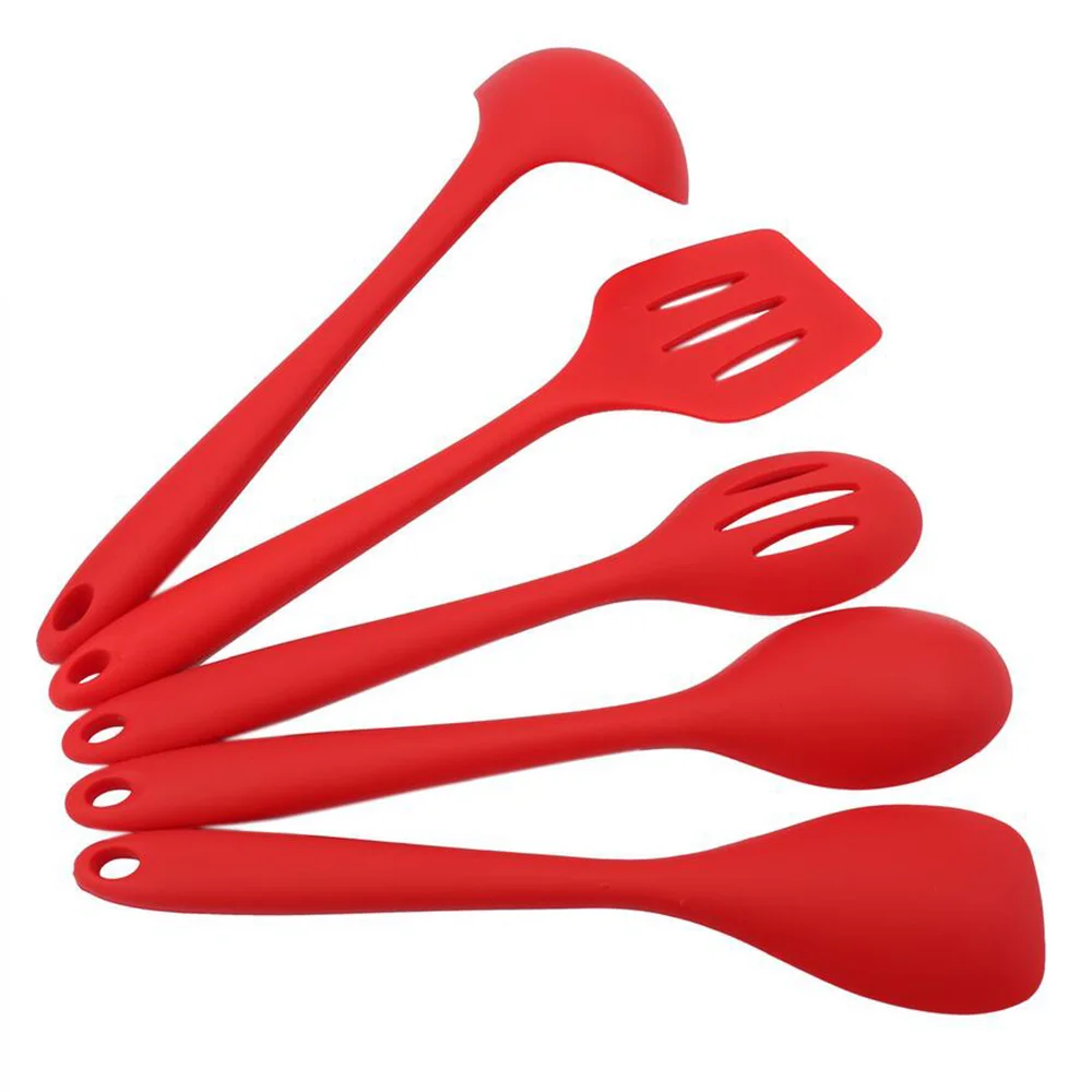 5 видов Красной кухонной посуды, набор силиконовых ложки для выпечки, инструменты для приготовления пищи, антипригарные многоразовые кухонные инструменты, кухонные аксессуары 100gC