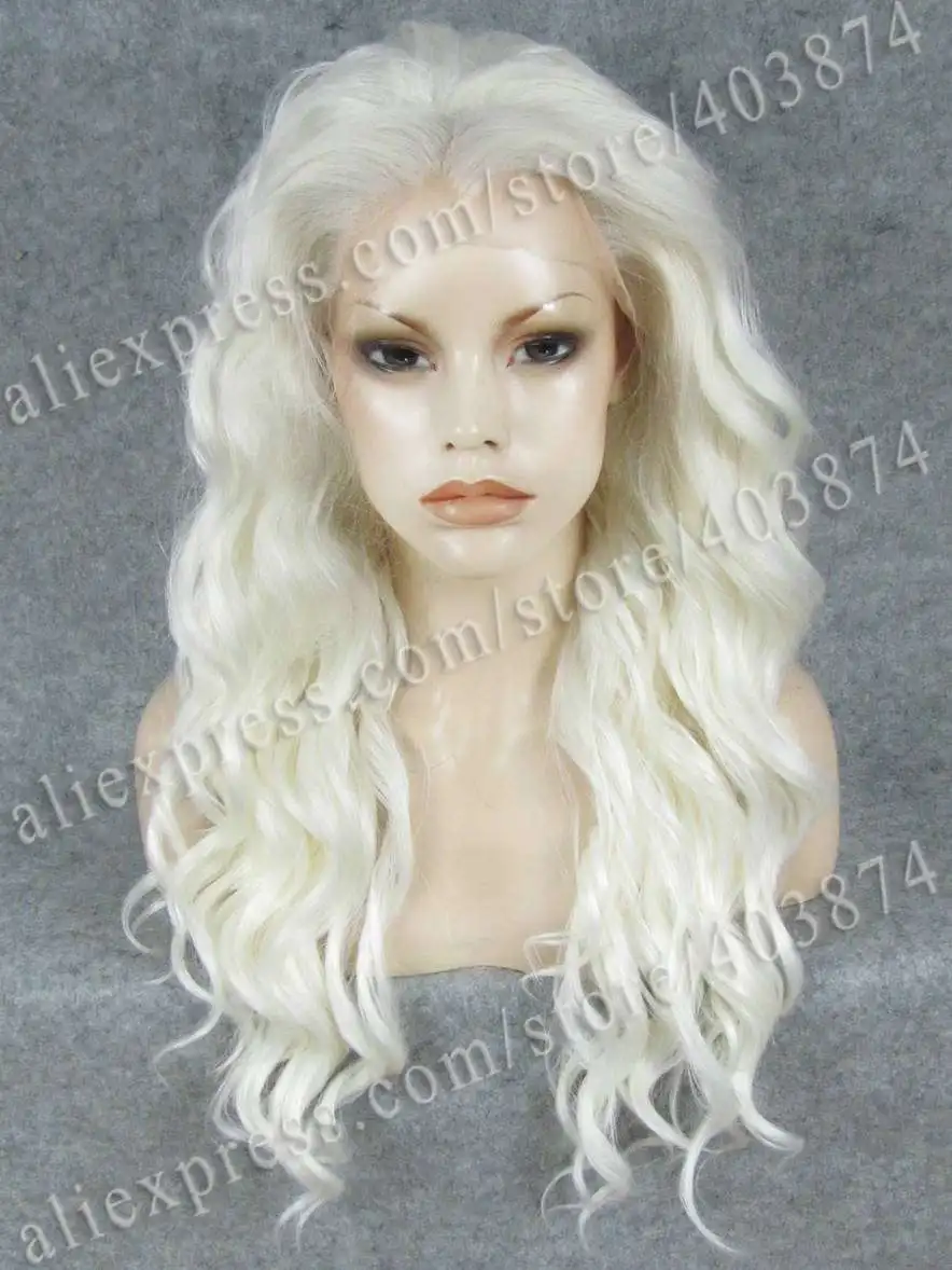 

Drag Queens Show White Long Wavy Heat Resistant Synthetic Lace Wig
