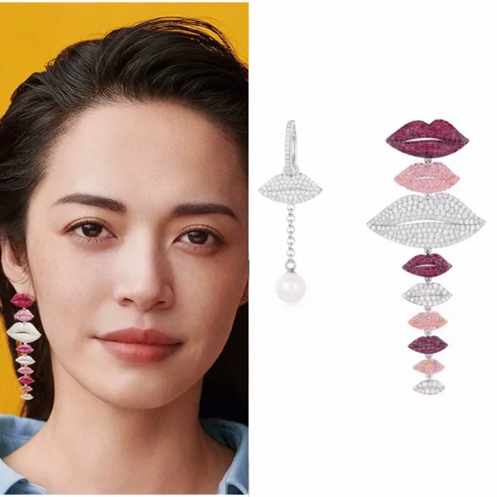 

fashion yao chen collection sexy red lips earrings month earrrings for women jewelry