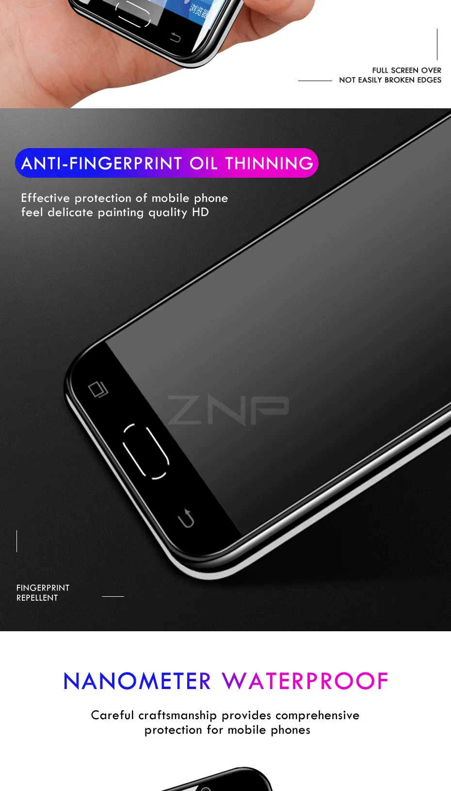 ZNP 3 шт 9H полное покрытие из закаленного стекла для samsung Galaxy A5 A7 A9 A6 A8 Plus Защита экрана для samsung J4 J6 Plus A8 A9 стекло