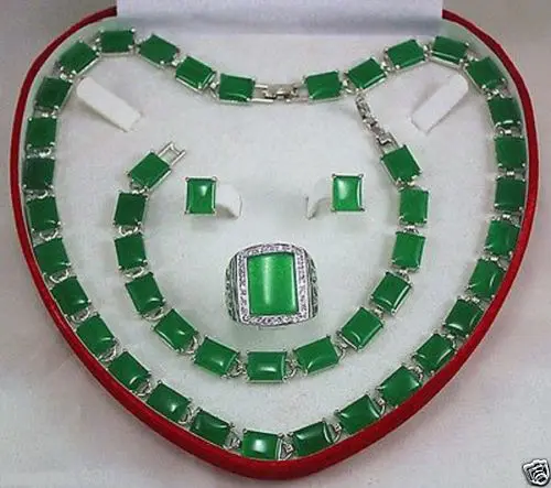 

charming Sets 18K GP multicolor jade pendant bracelet ring earringAA12 5.23
