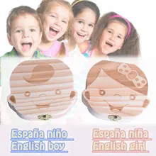 Zahn Box Organizer Für Sie Milchzähne Englisch Spanisch holz Aufbewahrungsbox Große Geschenke Kreative Für Kinder Jungen Mädchen weihnachten