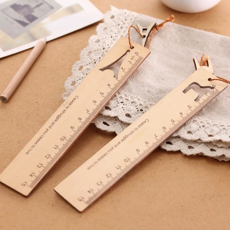 

Free Shipping Kawaii Animal Wooden Bookmarks Creative Ruler Book Mark Paper Clips Multi-Functional Stationery School Supplies