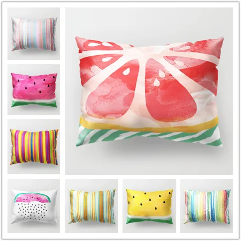 

New Design Candy Color Pillow Case Home Bed Fruit Printing Pillowcases for Children Rectangle 30*50cm 18 Colors