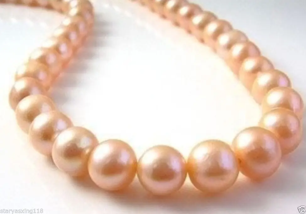 

FREE SHIPPING>>>@@ > AAA 9-10MM PINK ROUND SOUTH SEA PEARL NECKLACE 18