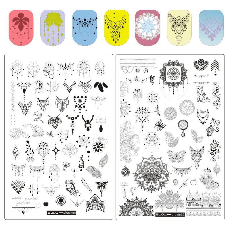 1 шт. пластины для штамповки ногтей серии ZJoy Plus весенние садовые трафареты для ногтей прямоугольная Цветочная Бабочка пластина для штамповки ногтей