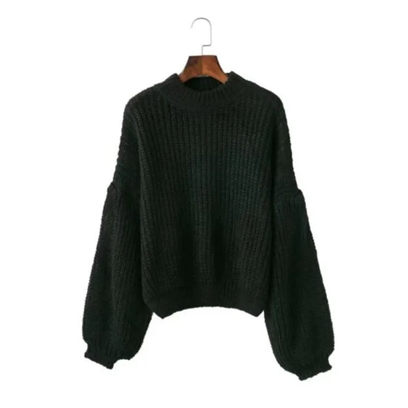 Vintage Vertical stripes line Knitted Sweater New Woman Drop Long sleeve Loose Pullover Gray Red Black | Женская одежда