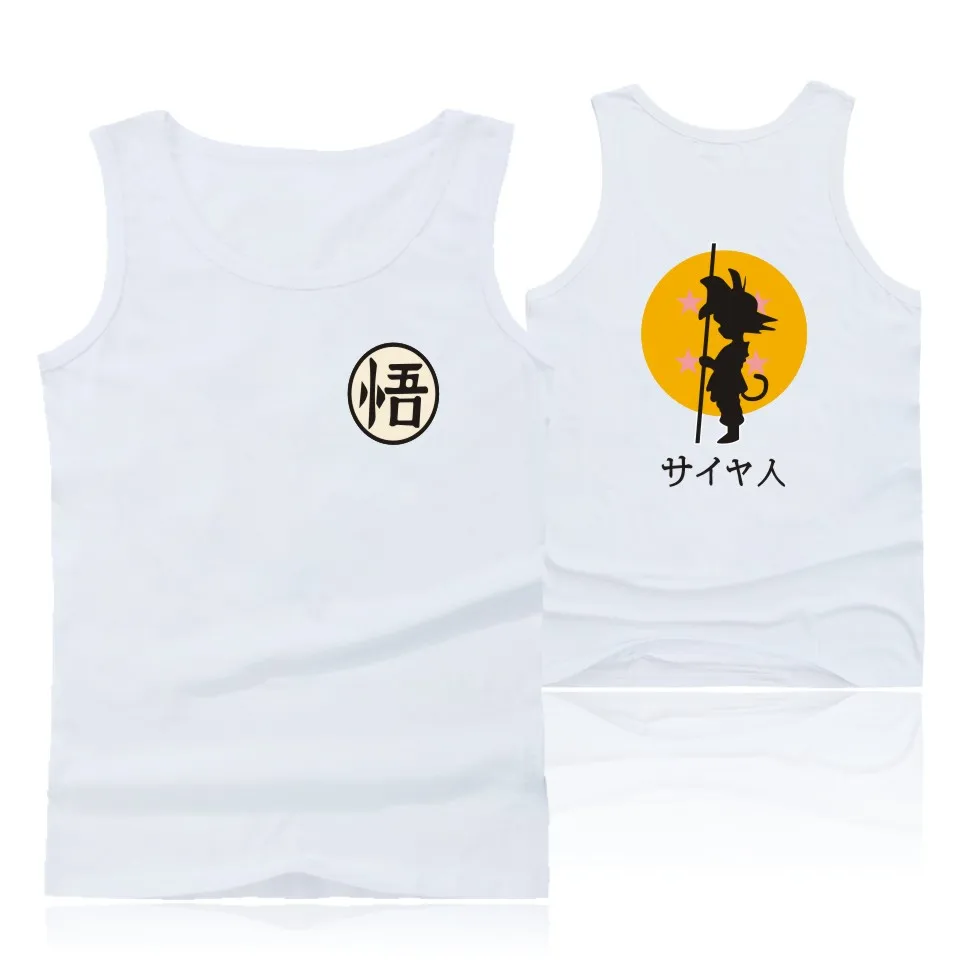Топы на бретельках с драконами и шариками Гоку Вегета Саян майка для бодибилдинга для мужчин короткий топ для фитнеса хлопковые майки золотые тренажеры мужская одежда