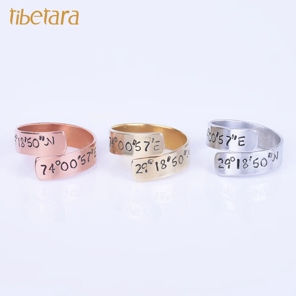 

Custom Coordinate Ring ,Location Ring ,mothers day jewelry,adjustable valentine gift, Coordinates Gift for Her