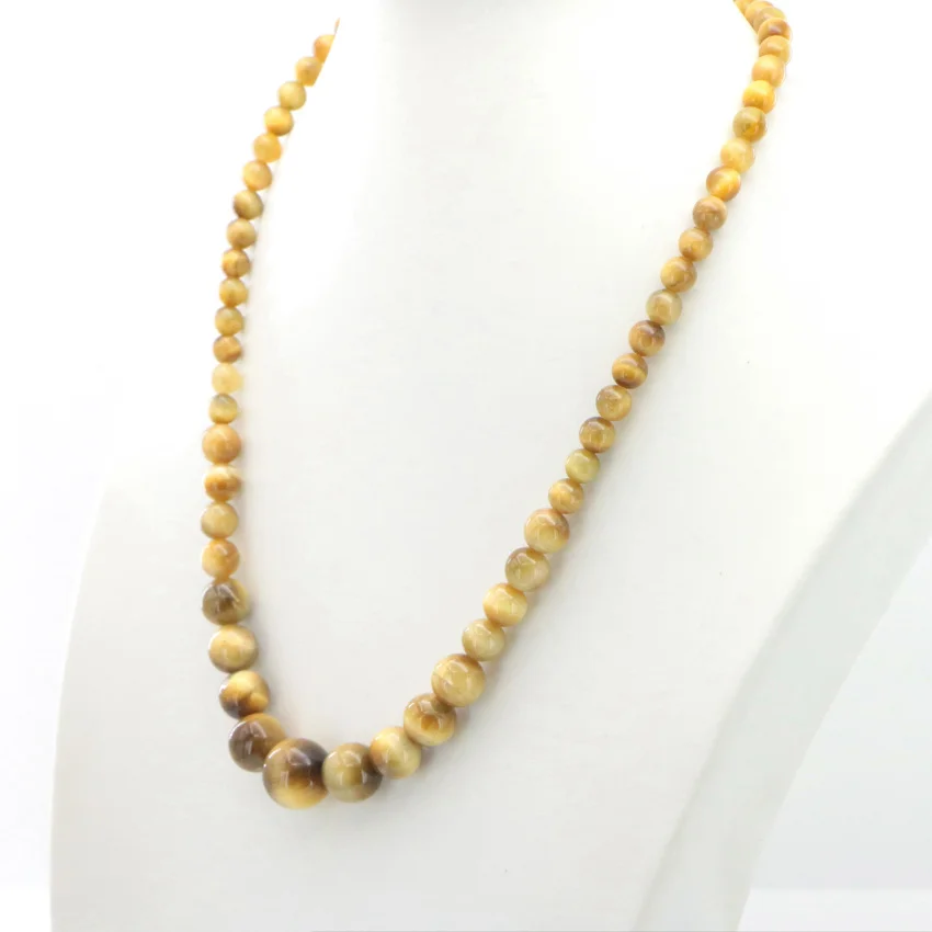 1 Natural golden tiger stone necklace Jasper (15)