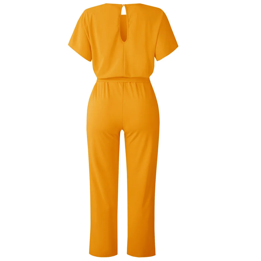 JAYCOSIN комбинезоны, Женская Клубная одежда, прямые брюки, боди с коротким рукавом, Одноцветный комбинезон, 508