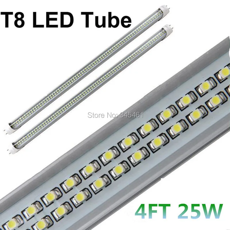 100X LED Tube 25W 4ft T8 Double Line LED Lamps Replacement 50W