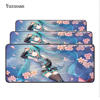 

Yuzuoan Free Shipping Overlock 90x40x2mm XL Large Sexy Anime Mouse pad Game Gamer gaming Hatsune Miku Mousepad keyboard mat