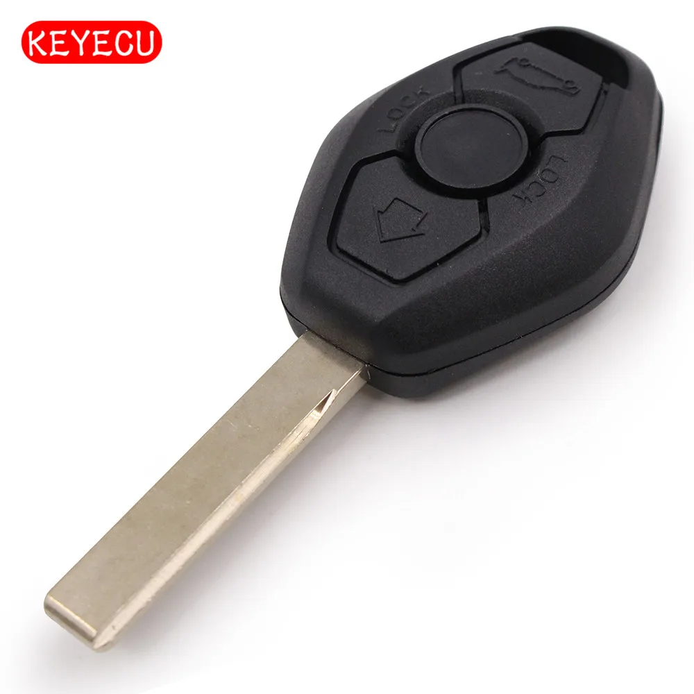 

Keyecu Remote Key Case shell 3 Button for BMW Z3 Z4 X3 X5 E36 325i 3 5 7 525i 330i Car Key Shell HU92 Blade (Back Side No Words)