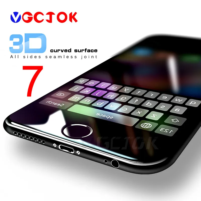 Beste Beschermende Glas op de Voor iPhone 6 6 s Plus 7 8 Gehard Screen Protector 3D Gebogen Rand Glas Voor iPhone 8 7 Plus X Film