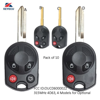 

KEYECU Replacement Remote Head Key Fob 315MHz 4D63 80 Bit for Ford Escape Fiesta Transit Connect 2011-2016 OUCD60022