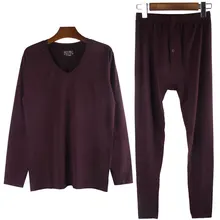 Мужское флисовое термобелье с v-образным вырезом, однотонные козы с толстыми теплыми подштанниками, мужские брюки для внутренней носки