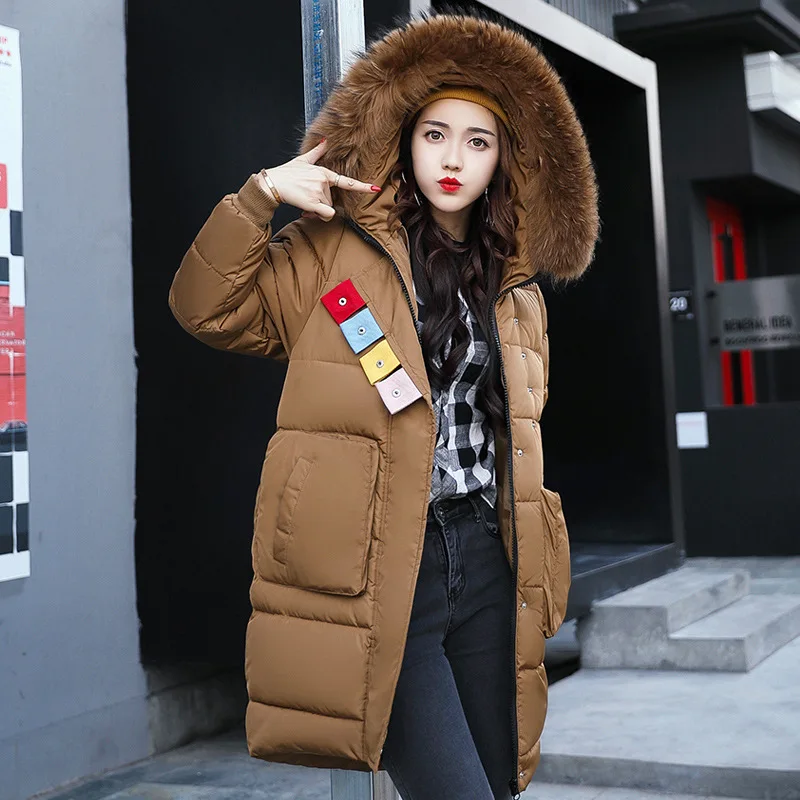 Size S 3XL New Women's Casual Large Fur Collar Long Thick