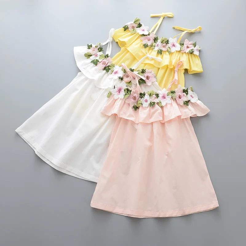 Sodawn/ г. Новая осенняя одежда для маленьких девочек модное Брендовое платье с вышивкой на плечах Топ, детская одежда мини-платье 3-7Y
