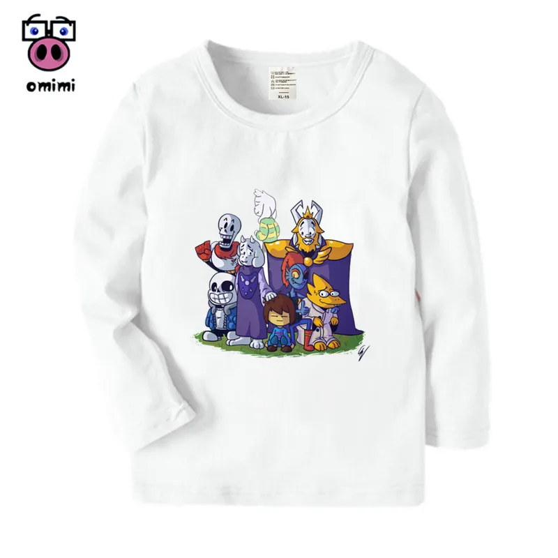 Детская футболка с длинным рукавом игра Undertale Sans мультяшным принтом для