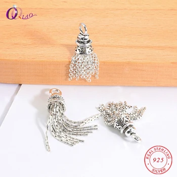 

Hot Sale Charms 925 Sterling silver tassel Pendant box chain tassel Pendant for Women Earring Necklace Bracelet jewelry Making