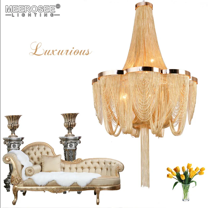 

Vintage French Empire Chandelier Post Chain Aluminum Light Hanging Drop Lustre for Living room Hotel Project Lights
