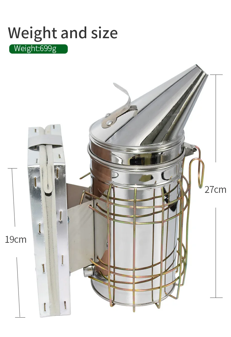 Пчеловодство курильщик оборудование из нержавеющей стали улейная коробка инструмент для пчеловодства пчелы ручной генератор дыма с вешалкой-крючком инструменты