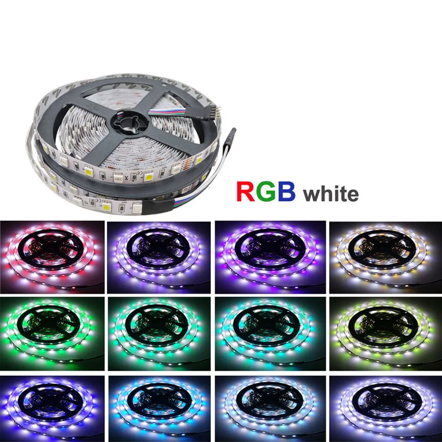 SMD5050 RGBW RGB светодиодный светильник 5 м 10 м гибкая лента Диодная лента Водонепроницаемый ИК RF контроллер переменного тока 110 В 220 В постоянного тока 12 В Комплект питания