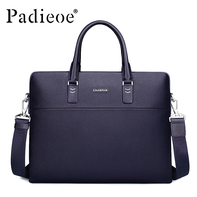 Padieoe Brand Genuine Leather Handbag Men Shoulder Bags Business Briefcase Tote Laptop Bag Crossbody Bag Men's Messenger Bag