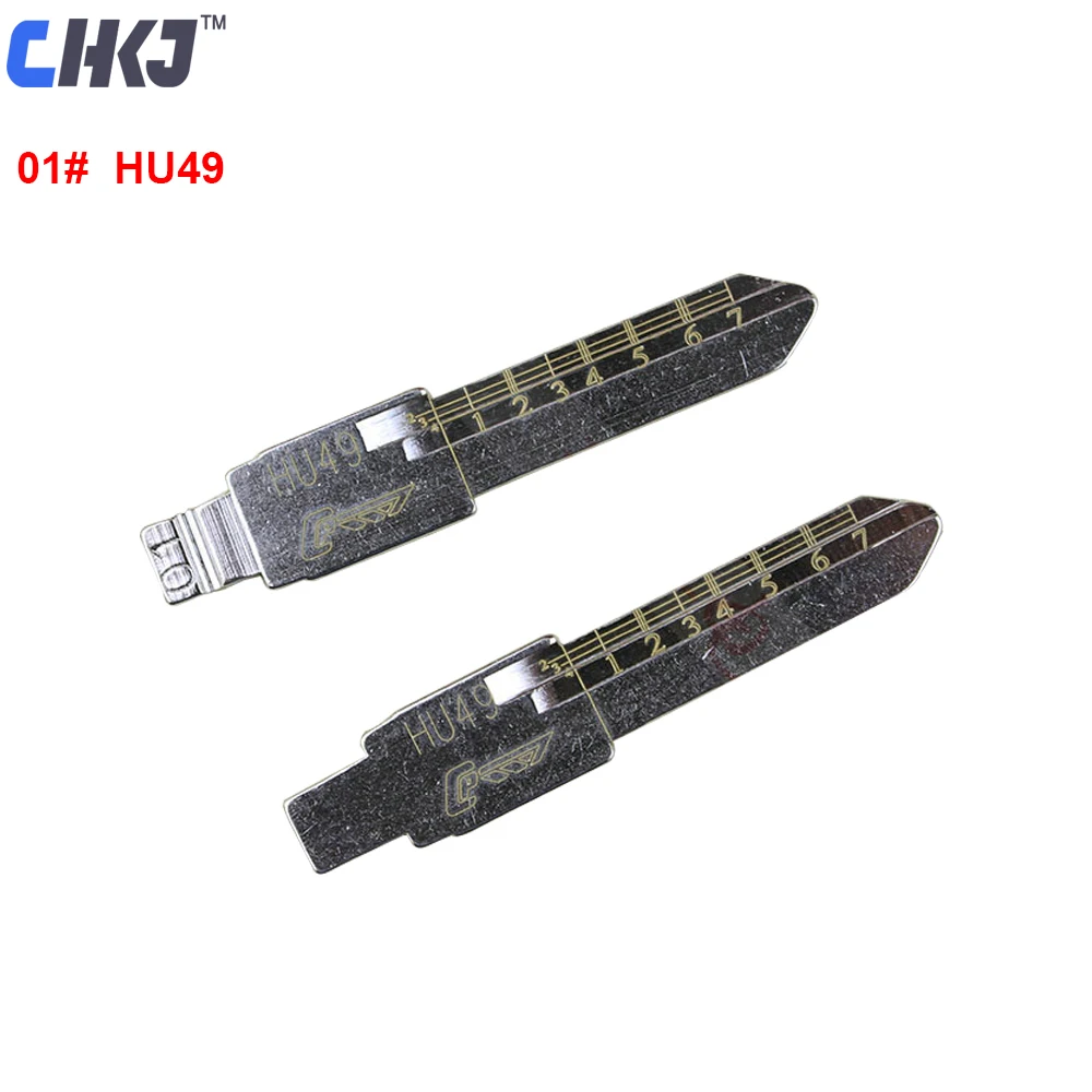 CHKJ 10pcs lot HU49 Scale Shear Teeth Blank Key For Volkswagen Jetta Santana B4 NO.01 LiShi 2 in 1 Engraving Line Key Blade
