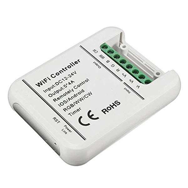 

Wholesales item DC12-24V Wireless Wifi LED Strip RGB W Controller 5 Ch For IOS Android Phone App
