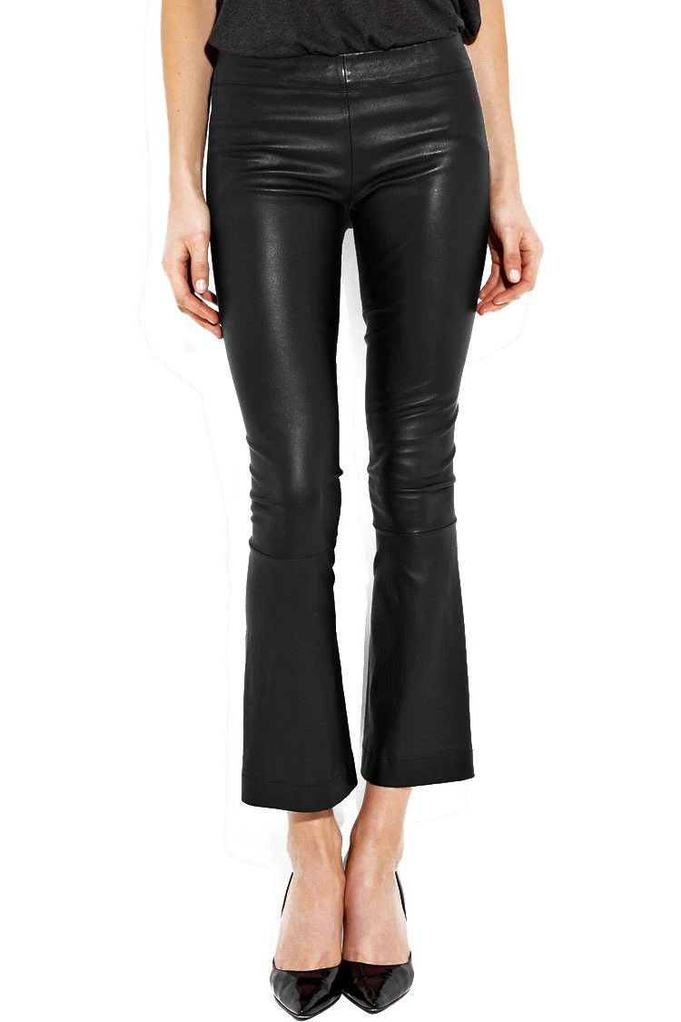 faux leather cropped flare pants