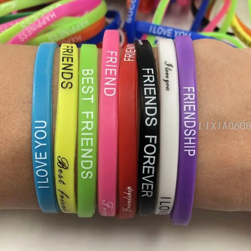 Silicone Wristband Pack of 200pcs Multicolor Love Friendship Style Wrist Cuff Power Silicone Bracelet