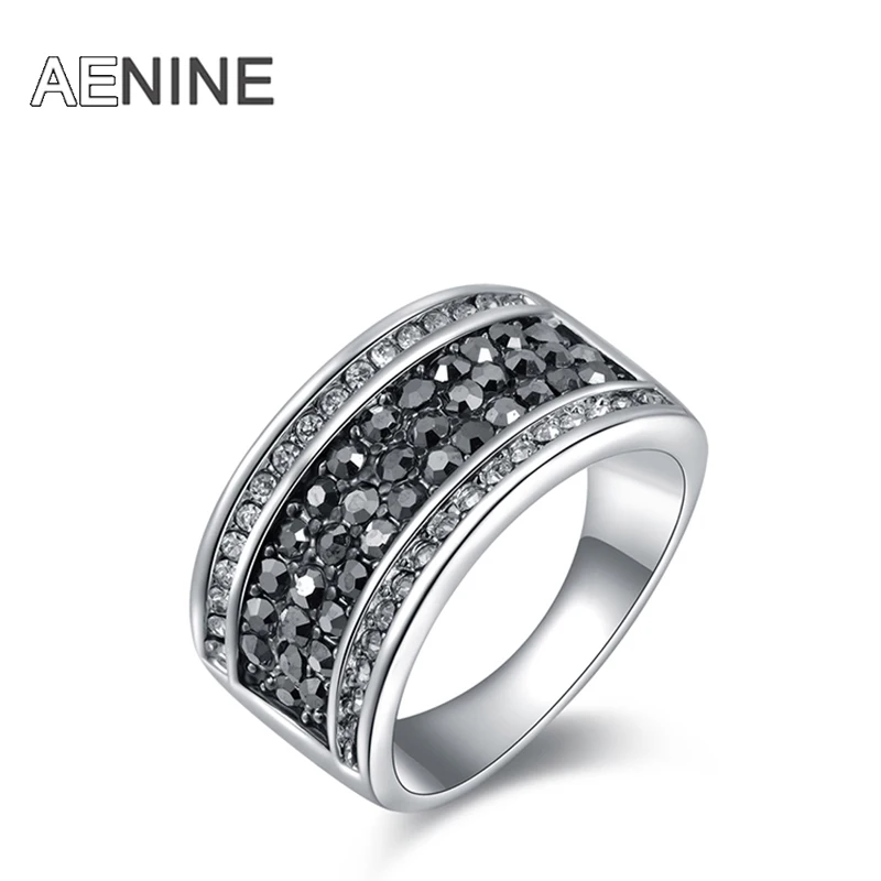 AENINE, модные кольца, стразы, ювелирное изделие, 5 рядов, серое кольцо с австрийским кристаллом для женщин, Прямая поставка, Anel R150160283P